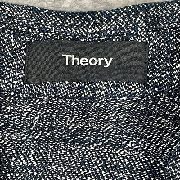 Theory Denim Trucker Jacket Herringbone Melange Linen Blend Sz P - Picture 12 of 14